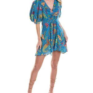 FARM Rio Blue Ocean Stories Print Cotton Mini Dress, Small